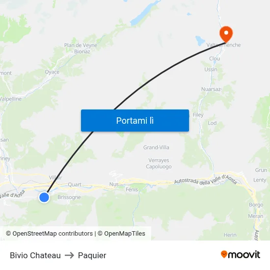 Bivio Chateau to Paquier map