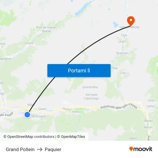Grand Pollein to Paquier map