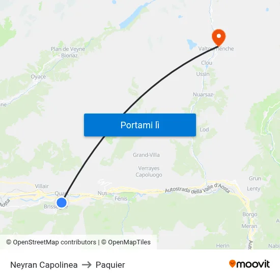 Neyran Capolinea to Paquier map