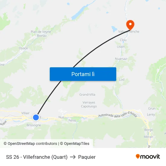 SS 26 - Villefranche (Quart) to Paquier map