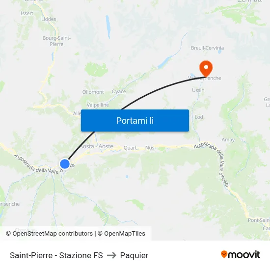 Saint-Pierre - Stazione FS to Paquier map