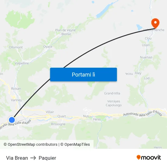 Via Brean to Paquier map