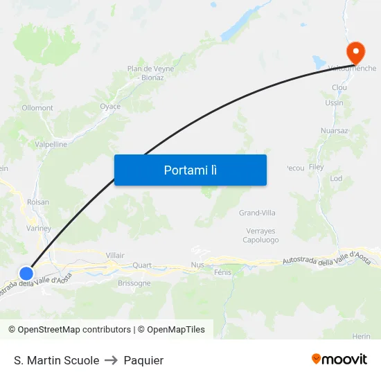 S. Martin Scuole to Paquier map