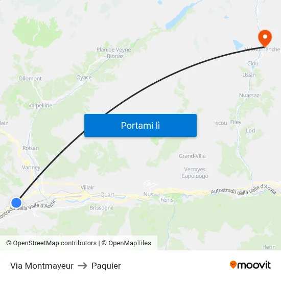 Via Montmayeur to Paquier map