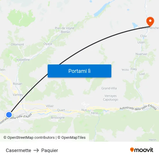 Casermette to Paquier map