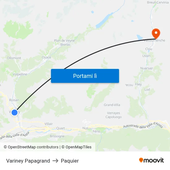 Variney Papagrand to Paquier map