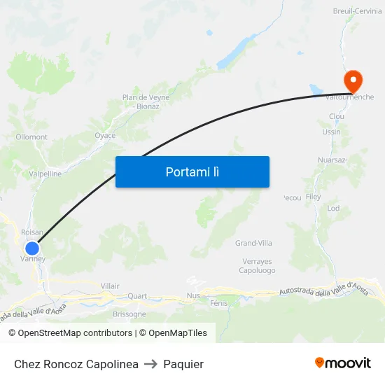 Chez Roncoz Capolinea to Paquier map