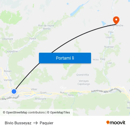 Bivio Busseyaz to Paquier map