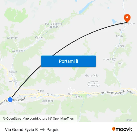 Via Grand Eyvia B to Paquier map