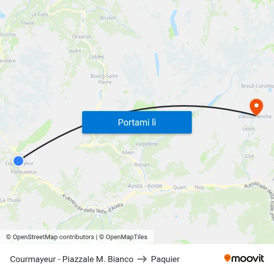 Courmayeur - Piazzale M. Bianco to Paquier map