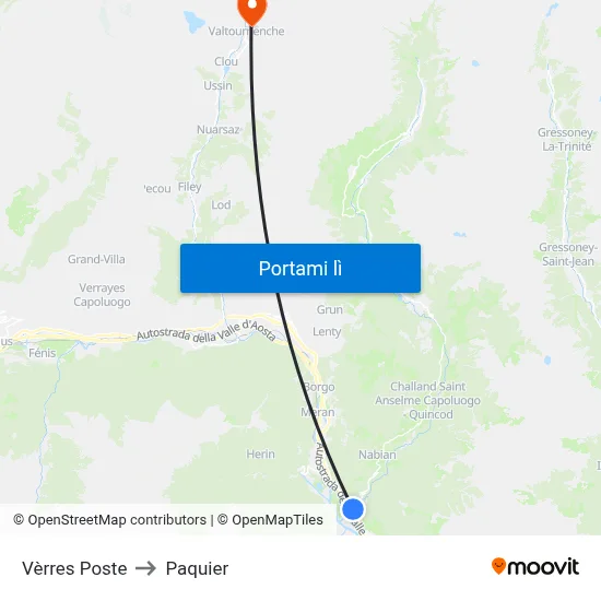 Vèrres Poste to Paquier map