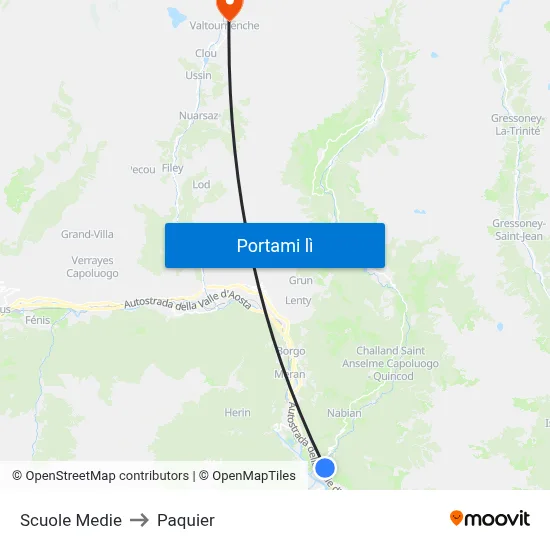 Scuole Medie to Paquier map