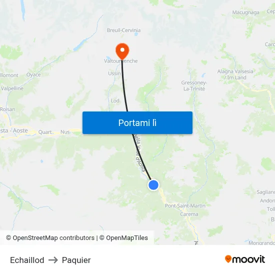 Echaillod to Paquier map