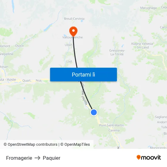 Fromagerie to Paquier map