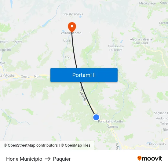 Hone Municipio to Paquier map
