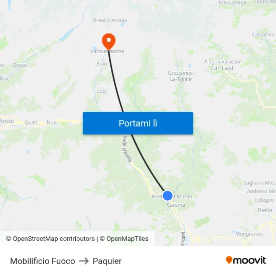 Mobilificio Fuoco to Paquier map