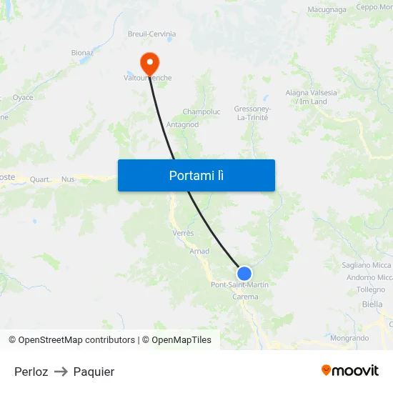 Perloz to Paquier map