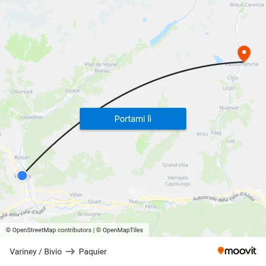 Variney / Bivio to Paquier map