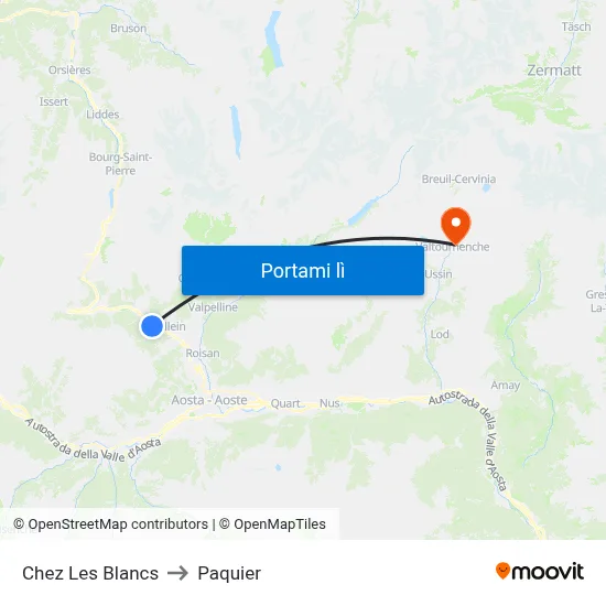 Chez Les Blancs to Paquier map