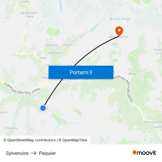 Sylvenoire to Paquier map