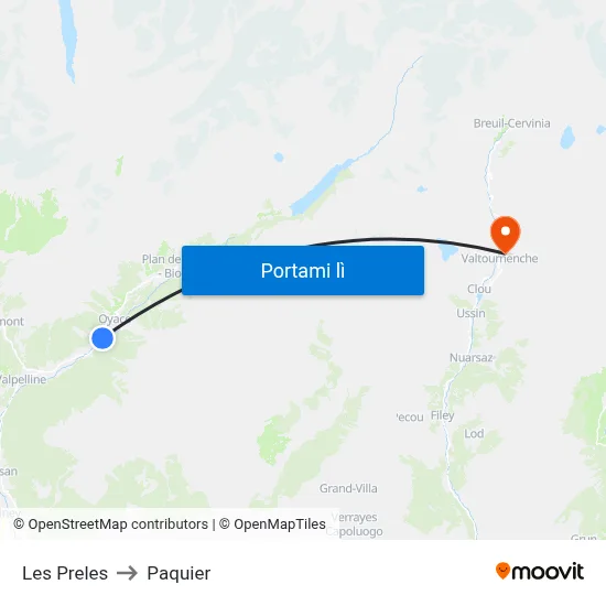 Les Preles to Paquier map