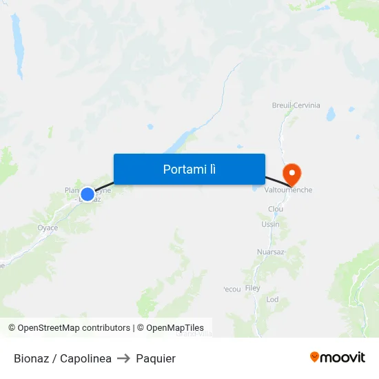 Bionaz / Capolinea to Paquier map