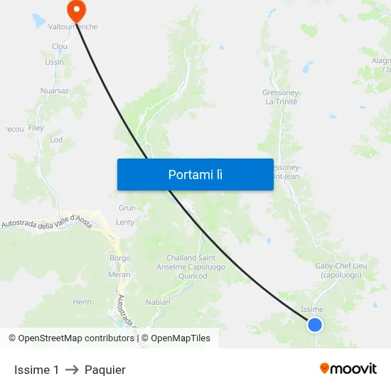 Issime 1 to Paquier map