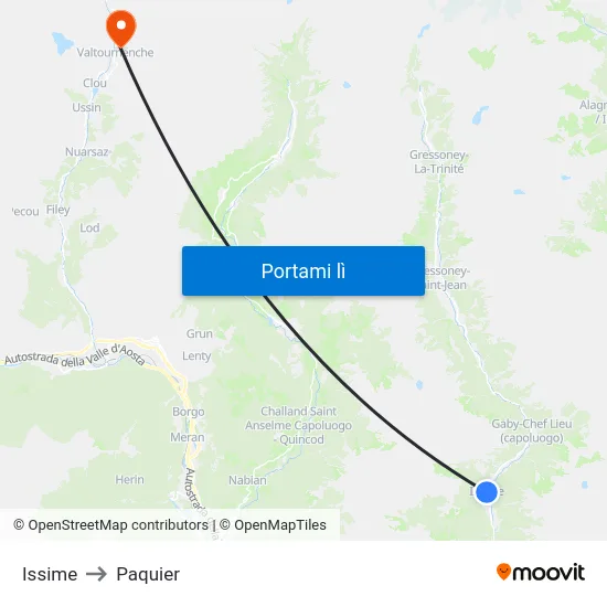 Issime to Paquier map