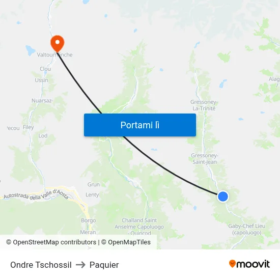 Ondre Tschossil to Paquier map