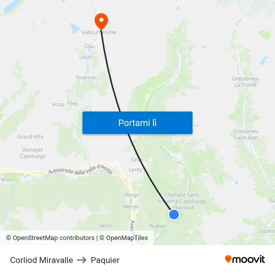 Corliod Miravalle to Paquier map