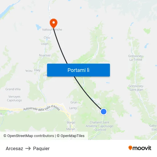 Arcesaz to Paquier map