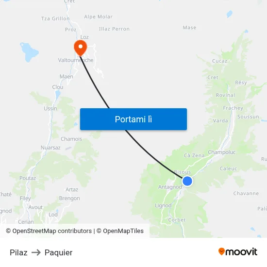 Pilaz to Paquier map