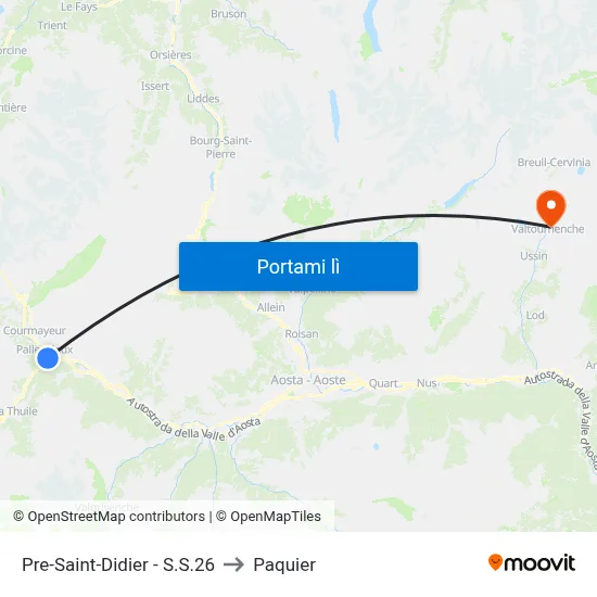 Pre-Saint-Didier - S.S.26 to Paquier map