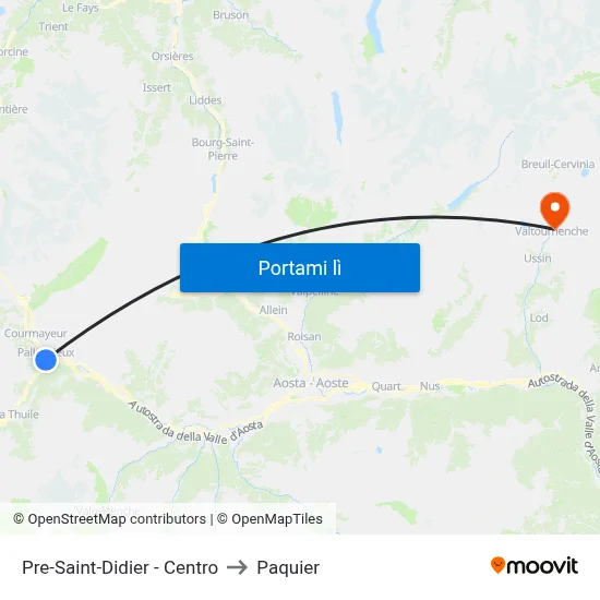 Pre-Saint-Didier - Centro to Paquier map