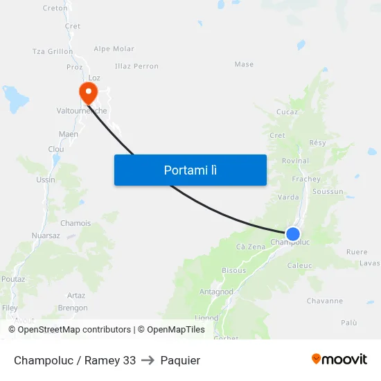 Champoluc / Ramey 33 to Paquier map