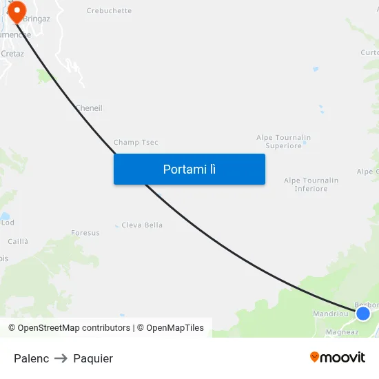 Palenc to Paquier map