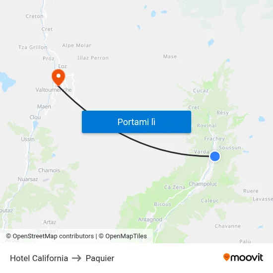 Hotel California to Paquier map