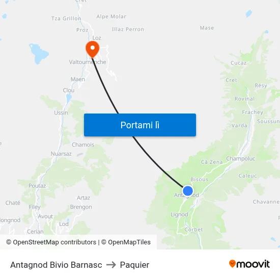 Antagnod Bivio Barnasc to Paquier map