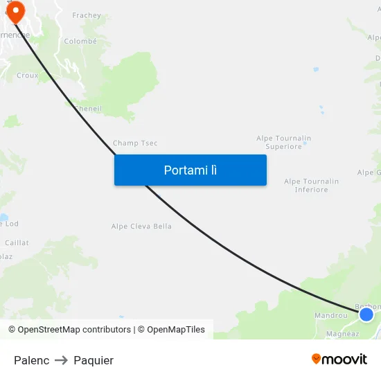 Palenc to Paquier map