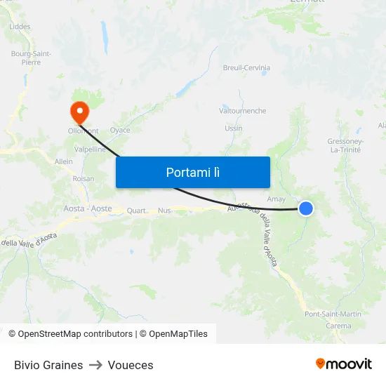 Bivio Graines to Voueces map