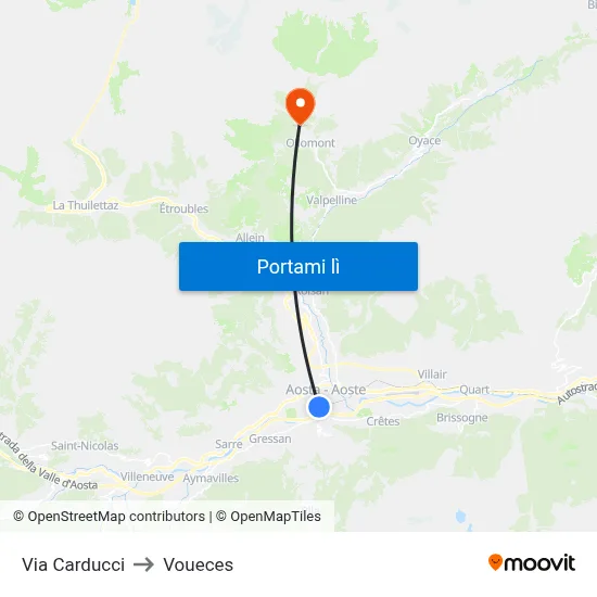 Via Carducci to Voueces map