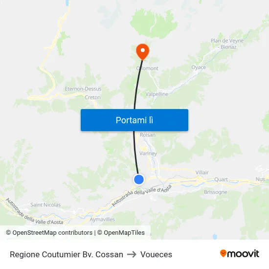Regione Coutumier Bv. Cossan to Voueces map