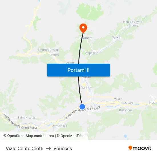 Viale Conte Crotti to Voueces map