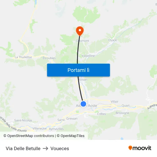 Via Delle Betulle to Voueces map