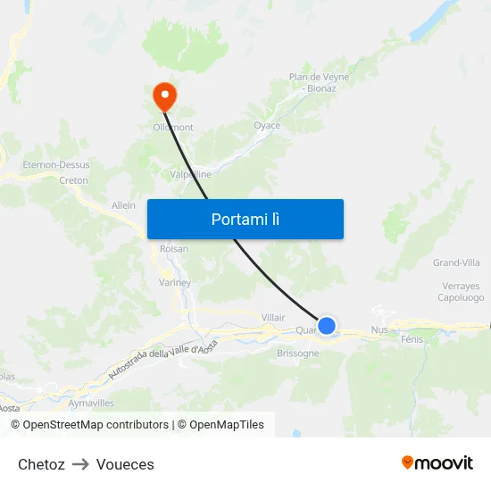 Chetoz to Voueces map