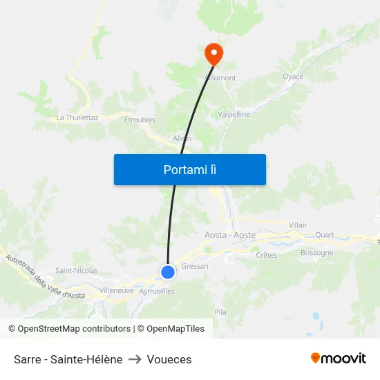 Sarre - Sainte-Hélène to Voueces map