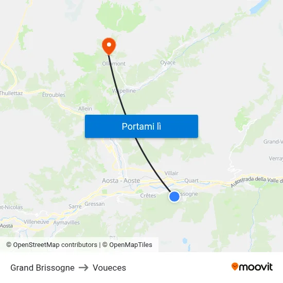 Grand Brissogne to Voueces map