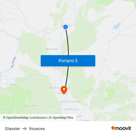 Glassier to Voueces map