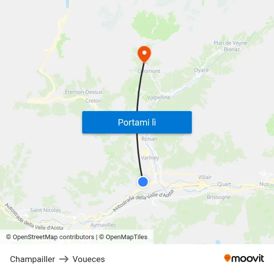 Champailler to Voueces map