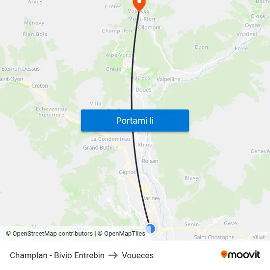 Champlan - Bivio Entrebin to Voueces map